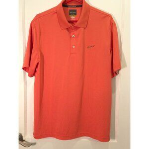 Greg Norman Five Iron Coral Polo Shirt With Shark Logo Short Sleeve 100% Polyest